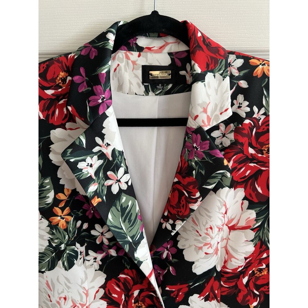 ALEXIA ADMOR Bold Floral Peonies Scuba Stretch Blazer Jacket - Picture 2 of 14